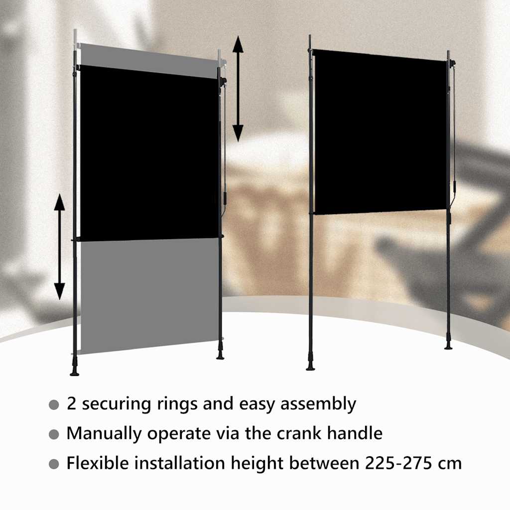 Tenda a Rullo per Esterni 120x270 cm Antracite