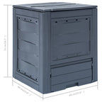 Compostiere per Giardino 2 pz Grigio 60x60x73 cm 520 L
