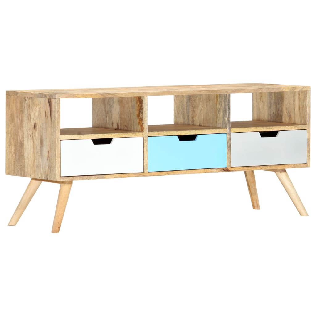 Mobile Porta TV 110x35x48 cm Legno Massello di Mango