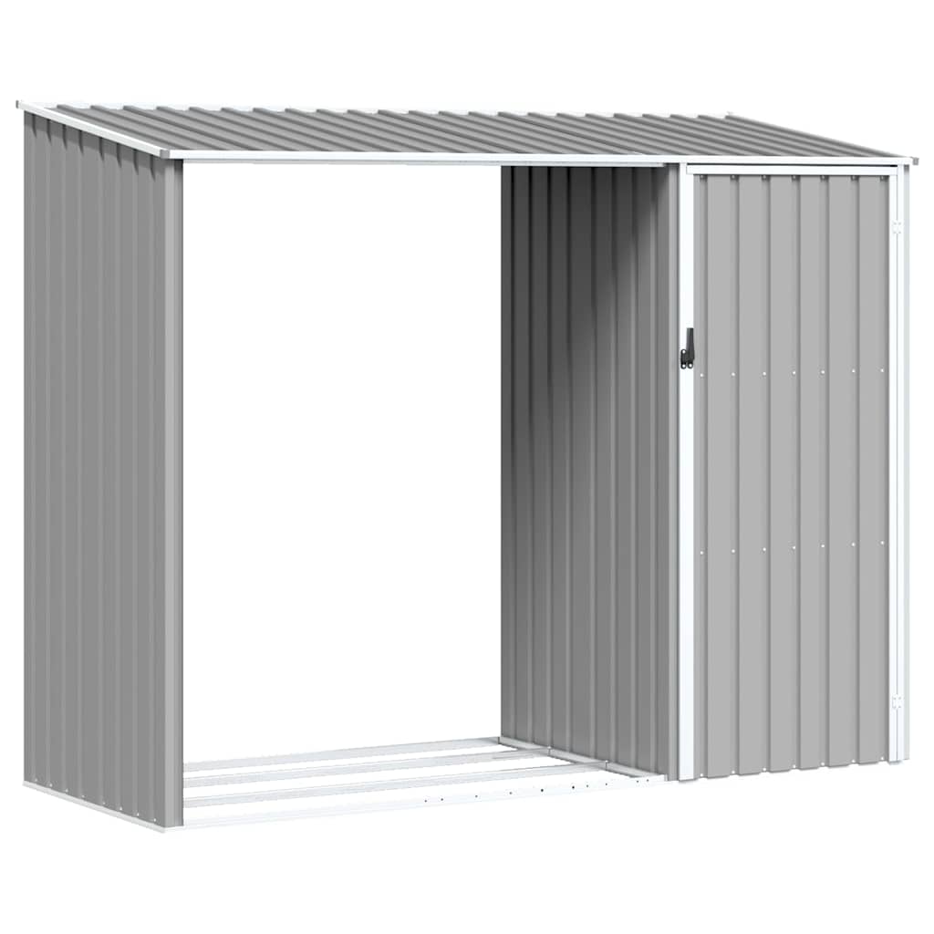 Capanno per Legna Grigio 245x98x159 cm in Acciaio Zincato