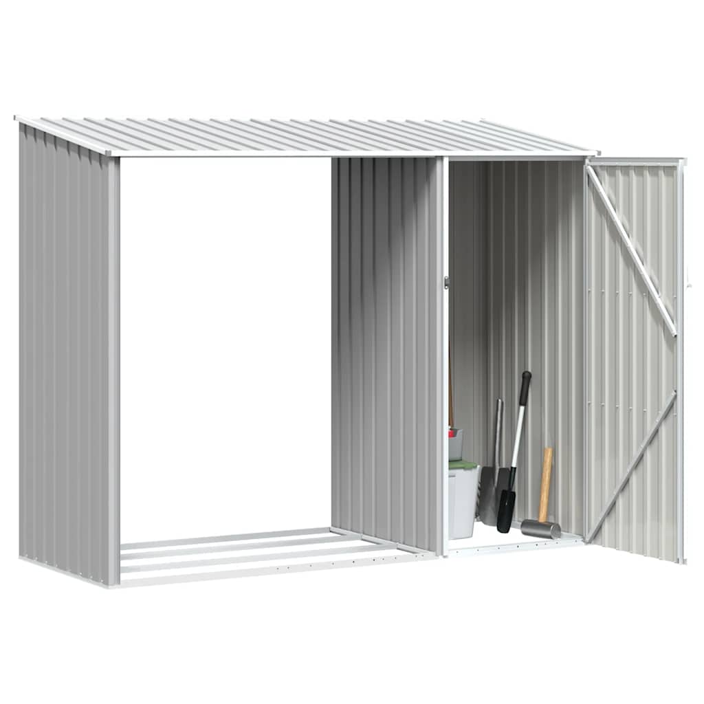 Capanno per Legna Grigio 245x98x159 cm in Acciaio Zincato