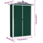 Capanno da Giardino Verde 116x45x175 cm in Acciaio Zincato