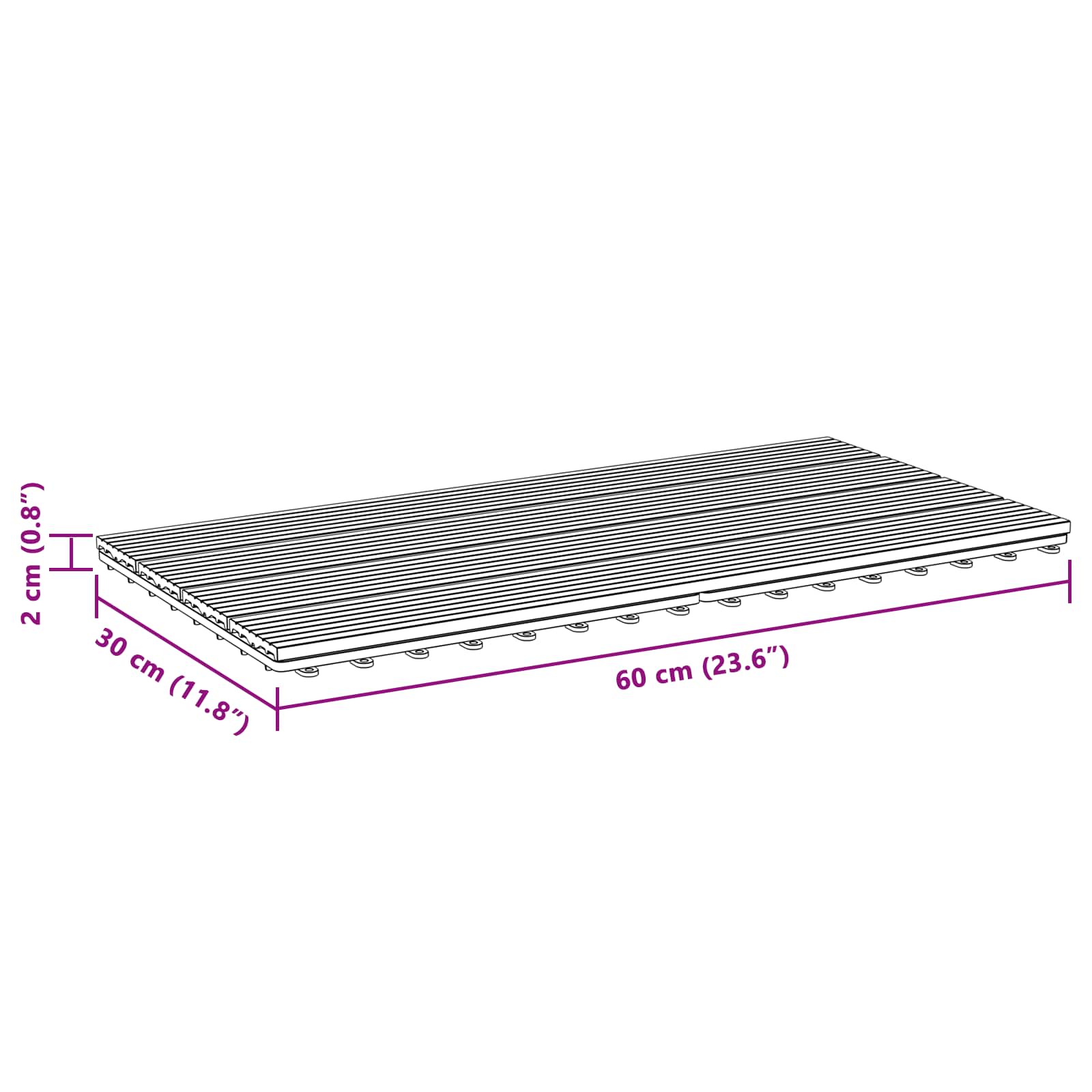 Piastrella per Decking 6 pcs Grigio 60 x 30 cm WPC