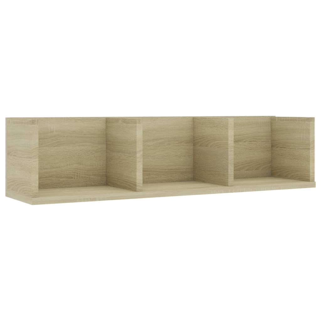 Scaffale Porta CD a Parete Rovere Sonoma 75x18x18cm Multistrato