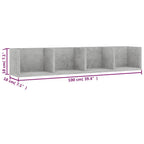 Scaffale Porta CD Grigio Cemento 100x18x18 cm Legno Multistrato