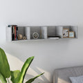 Scaffale Porta CD Grigio Cemento 100x18x18 cm Legno Multistrato