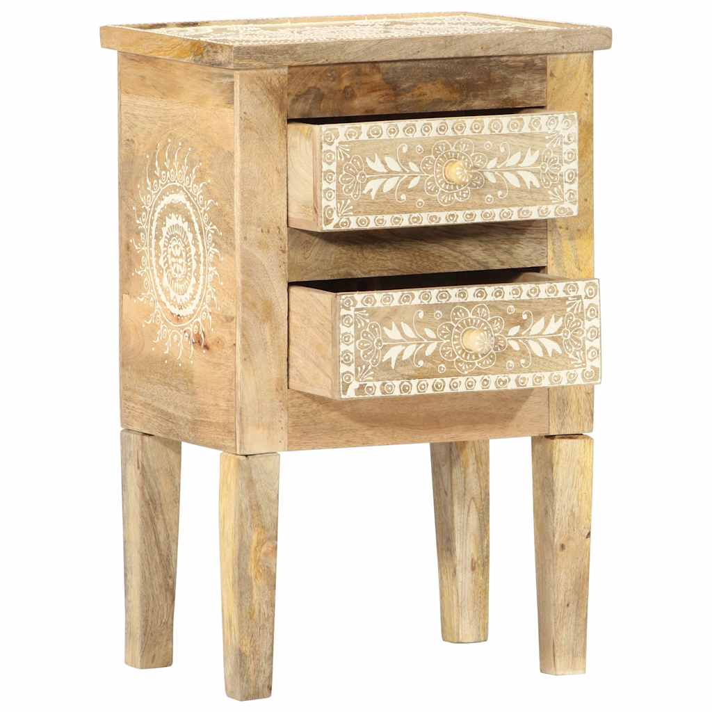 Comodino Dipinto a Mano 40x30x60 cm in Legno Massello di Mango