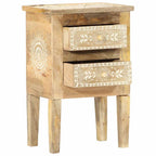 Comodino Dipinto a Mano 40x30x60 cm in Legno Massello di Mango