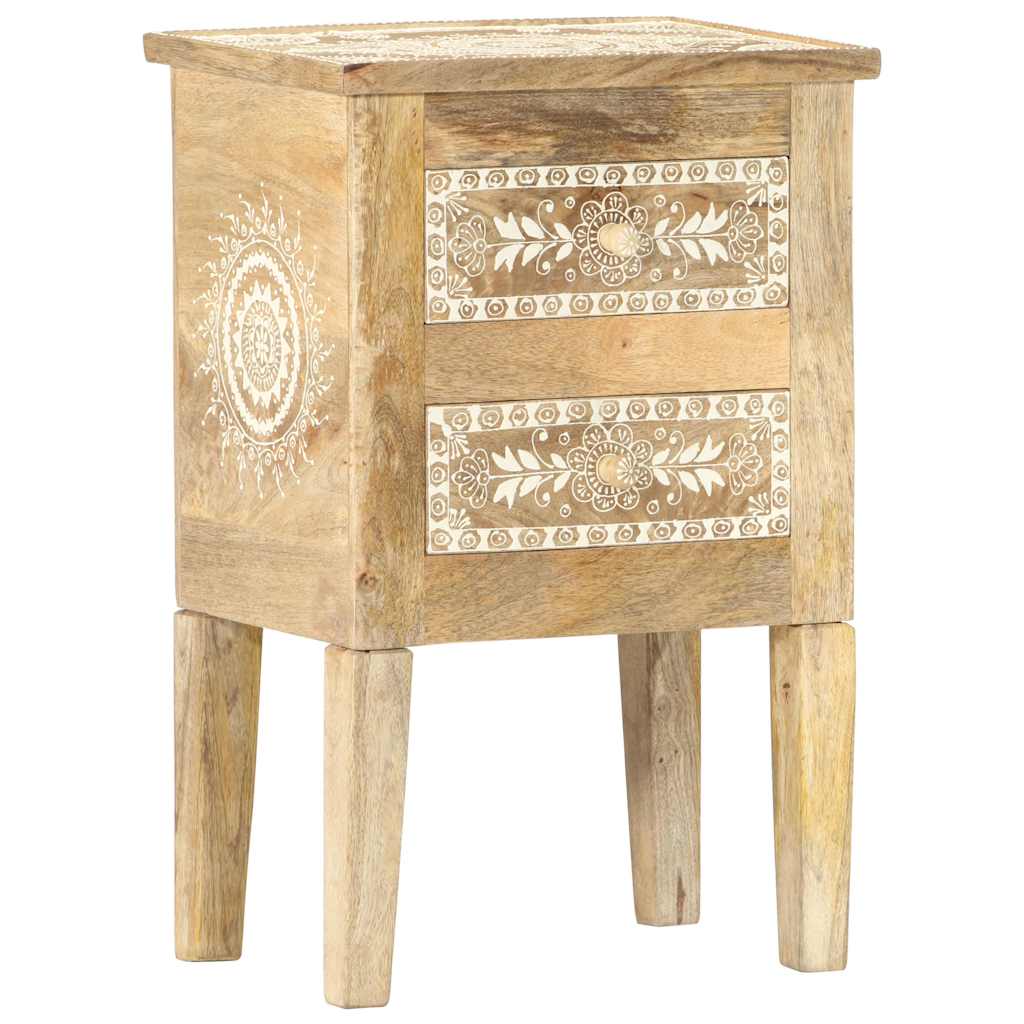 Comodino Dipinto a Mano 40x30x60 cm in Legno Massello di Mango