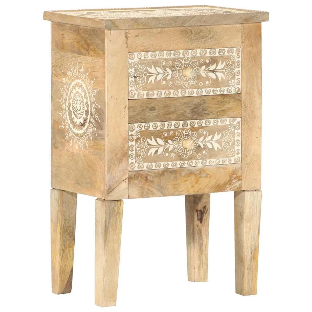 Comodino Dipinto a Mano 40x30x60 cm in Legno Massello di Mango