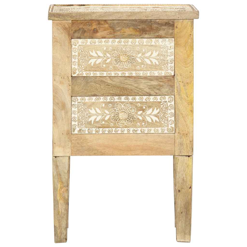 Comodino Dipinto a Mano 40x30x60 cm in Legno Massello di Mango