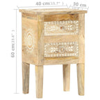 Comodino Dipinto a Mano 40x30x60 cm in Legno Massello di Mango