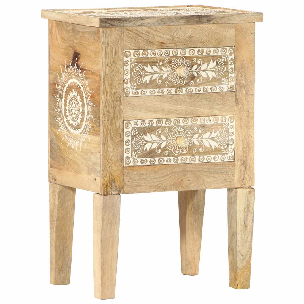 Comodino Dipinto a Mano 40x30x60 cm in Legno Massello di Mango