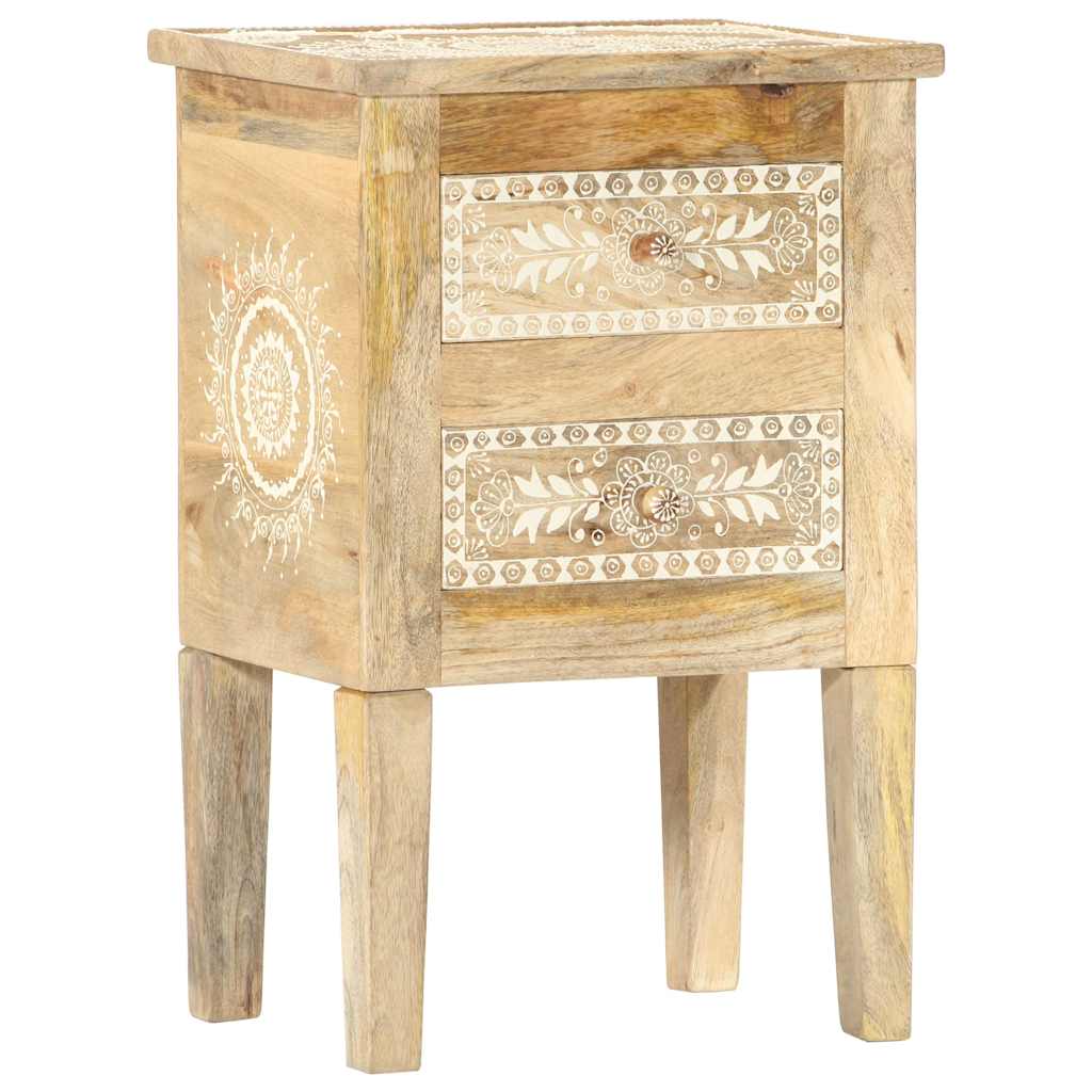 Comodino Dipinto a Mano 40x30x60 cm in Legno Massello di Mango