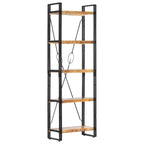 Libreria a 5 Ripiani 60x30x180 cm in Legno Massello di Mango