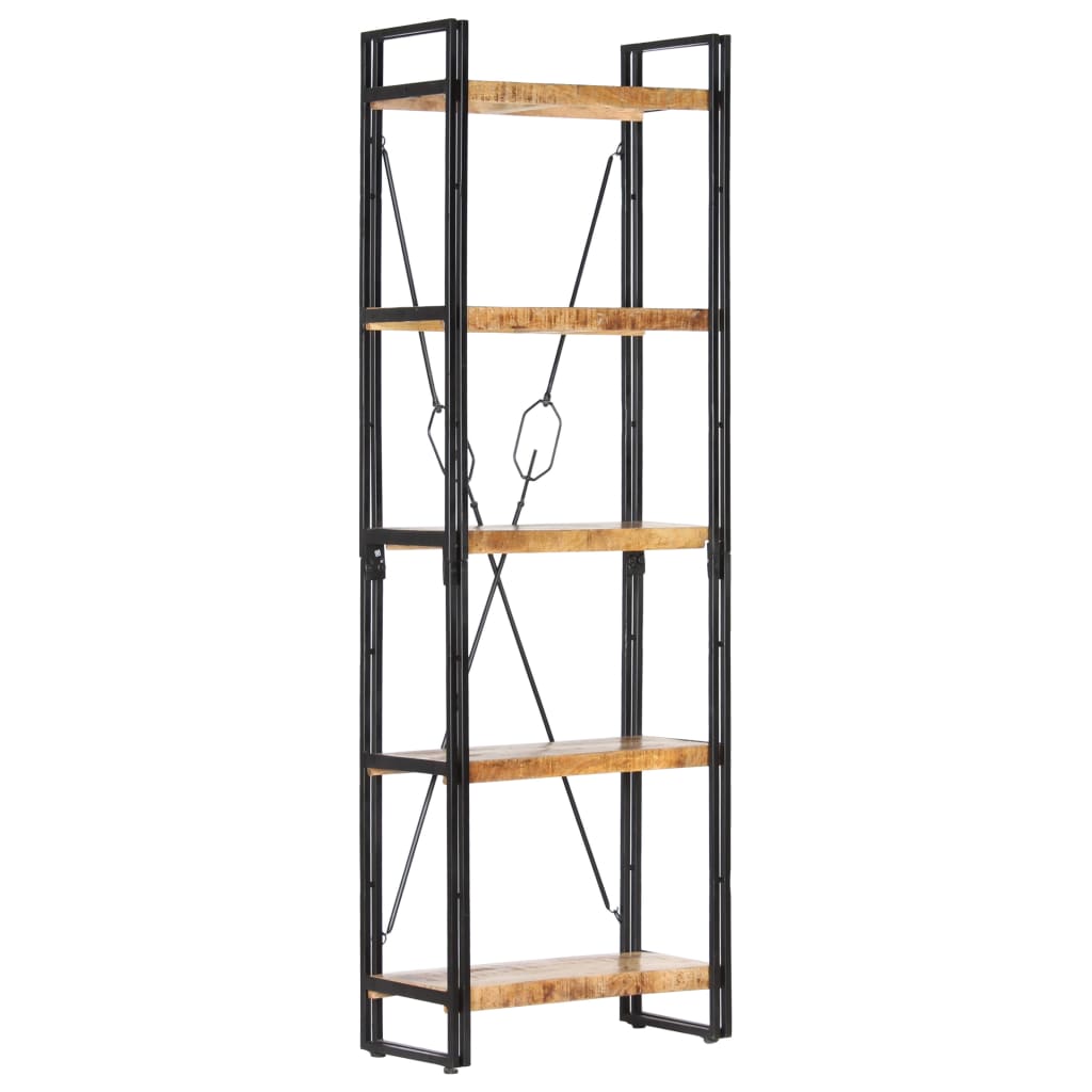 Libreria a 5 Ripiani 60x30x180 cm in Legno Massello di Mango