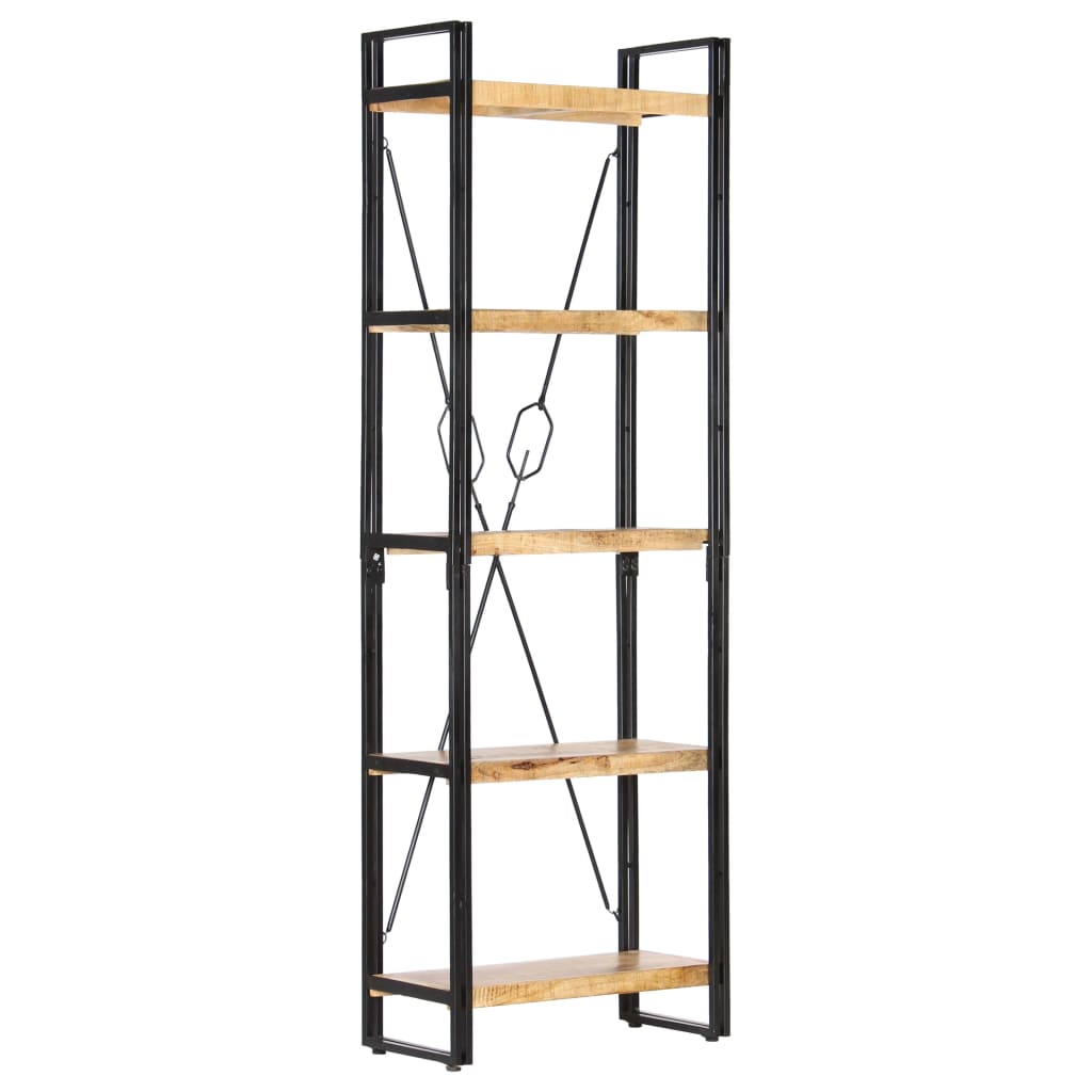 Libreria a 5 Ripiani 60x30x180 cm in Legno Massello di Mango