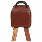 Panca Turnbock Vintage con Maniglie in Vera Pelle di Capra