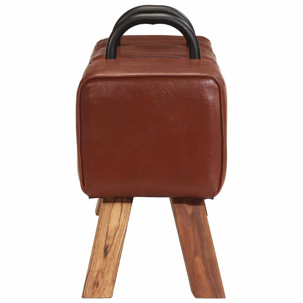 Panca Turnbock Vintage con Maniglie in Vera Pelle di Capra