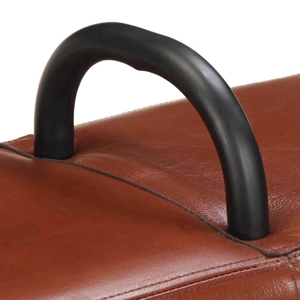 Panca Turnbock Vintage con Maniglie in Vera Pelle di Capra