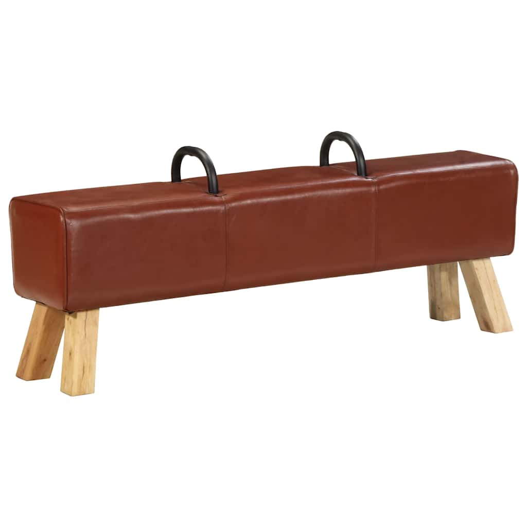 Panca Turnbock Vintage con Maniglie in Vera Pelle di Capra
