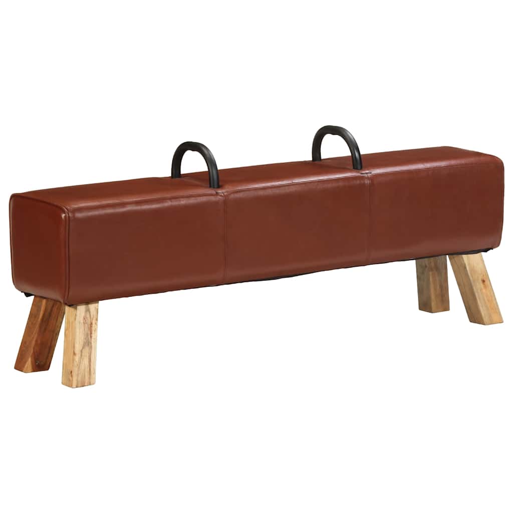 Panca Turnbock Vintage con Maniglie in Vera Pelle di Capra