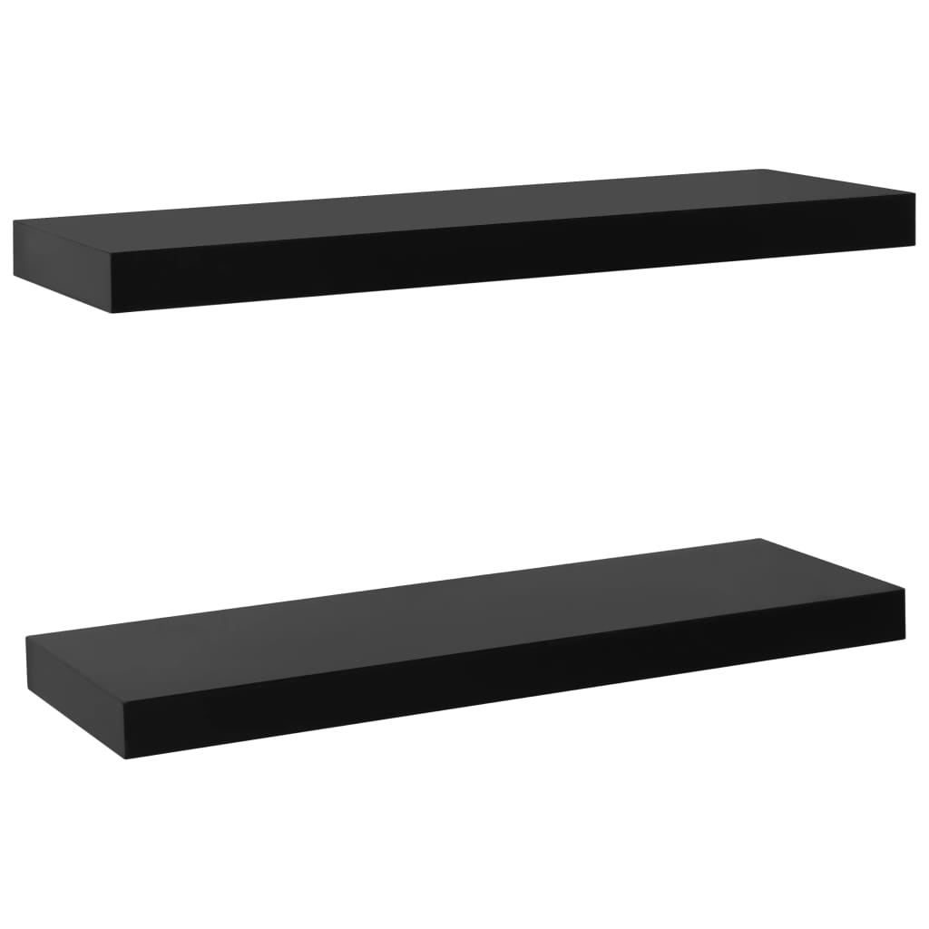 Mensole a Muro Galleggianti 2 pz Nere 60x20x3,8 cm