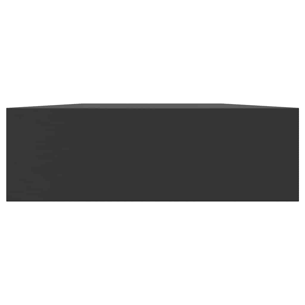 Mensola a Muro Galleggianti con Cassetto Nera 80x25x8 cm