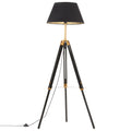 Lampada a Treppiede Nero e Oro in Massello di Teak 141 cm