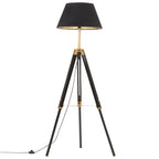 Lampada a Treppiede Nero e Oro in Massello di Teak 141 cm