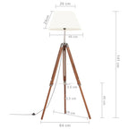 Lampada a Treppiede Marrone e Bianco in Legno di Teak 141 cm