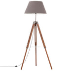 Lampada a Treppiede Marrone e Grigio in Legno di Teak 141 cm