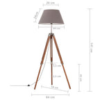 Lampada a Treppiede Marrone e Grigio in Legno di Teak 141 cm