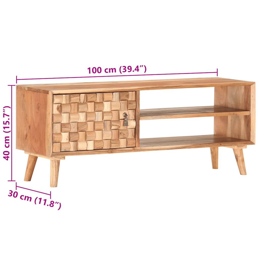 Mobile Porta TV 100x30x40 cm in Legno Massello di Acacia