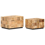 Tavolini da Salotto 2 pz a Blocchi Legno di Mango Grezzo