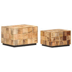 Tavolini da Salotto 2 pz a Blocchi Legno di Mango Grezzo