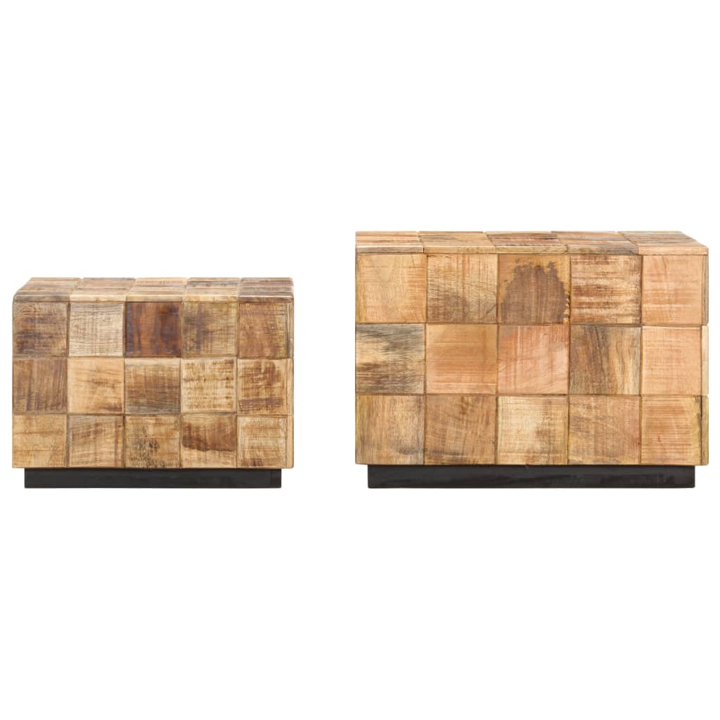 Tavolini da Salotto 2 pz a Blocchi Legno di Mango Grezzo