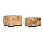 Tavolini da Salotto 2 pz a Blocchi Legno di Mango Grezzo