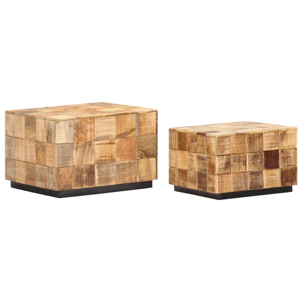 Tavolini da Salotto 2 pz a Blocchi Legno di Mango Grezzo
