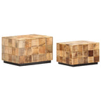 Tavolini da Salotto 2 pz a Blocchi Legno di Mango Grezzo