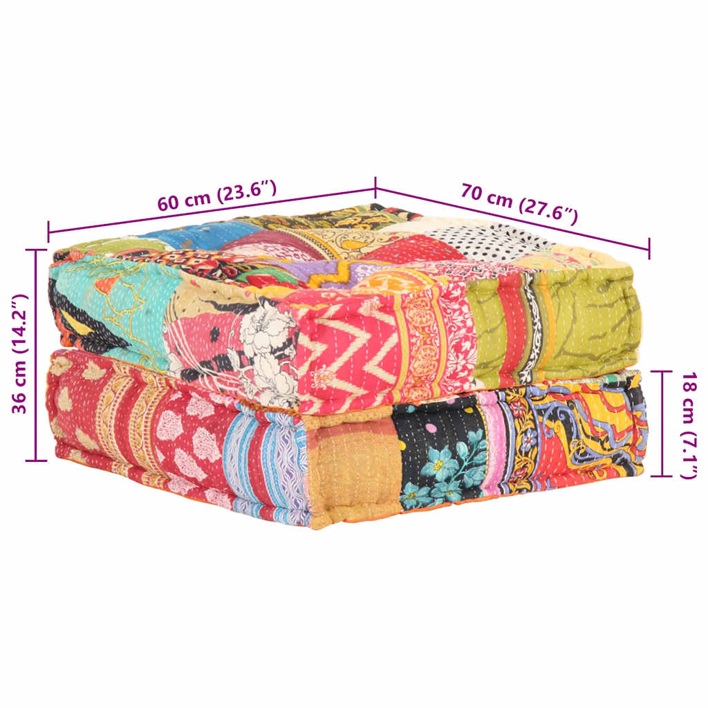Pouf 60x70x36 cm in Tessuto Patchwork
