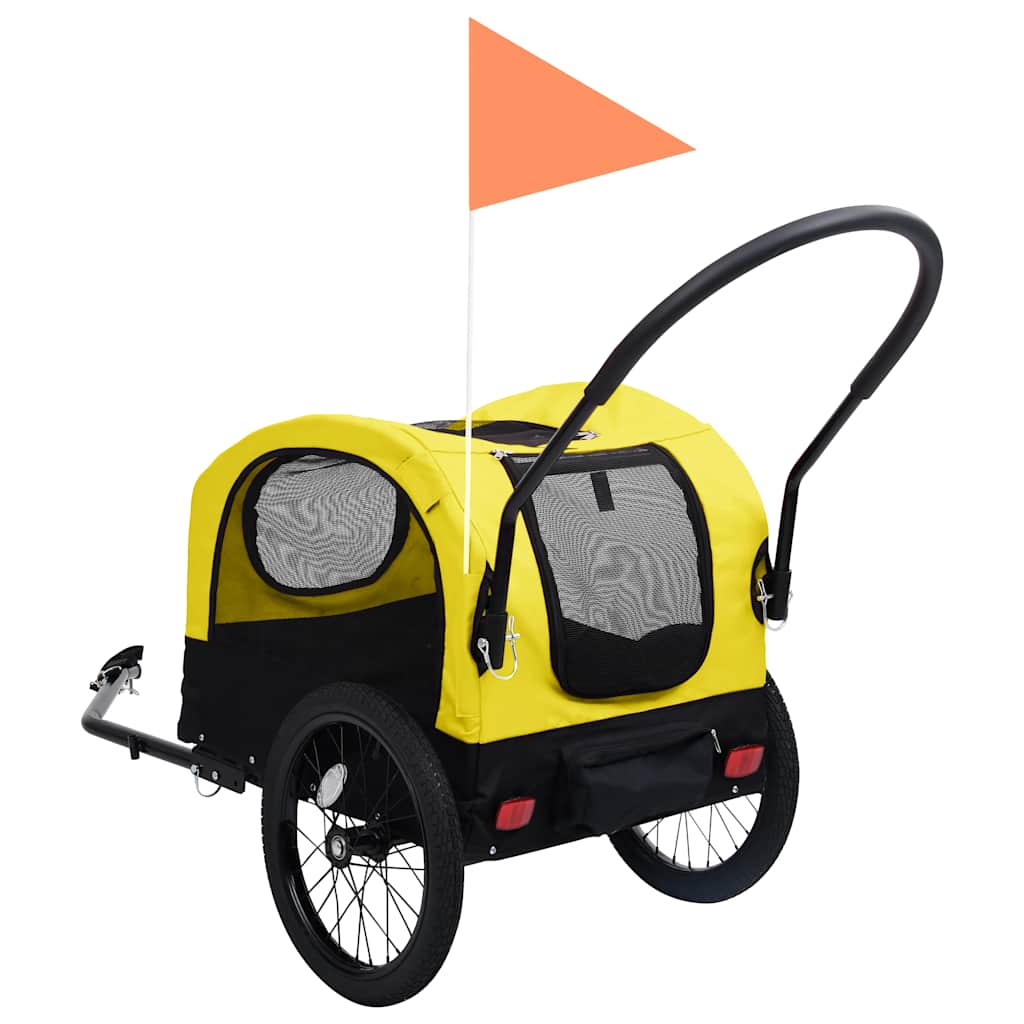 Rimorchio Bici per Animali Carrello Jogging 2in1 Giallo e Nero