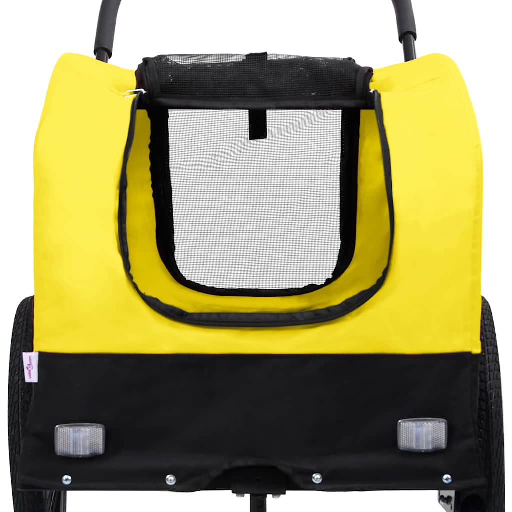 Rimorchio Bici per Animali Carrello Jogging 2in1 Giallo e Nero