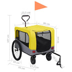 Rimorchio Bici Animali Carrello Jogging 2in1 Giallo e Grigio