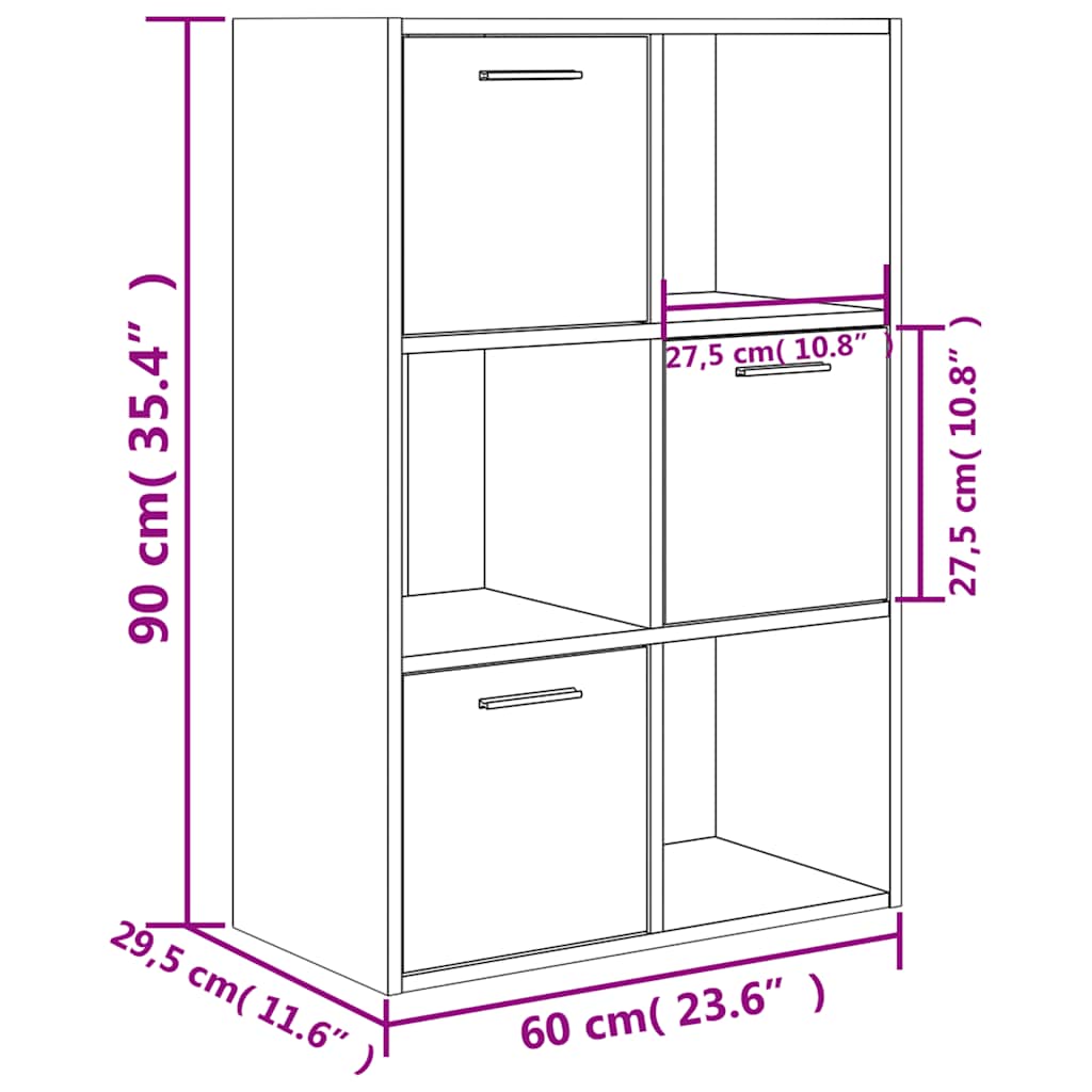 Armadietto Grigio Cemento 60x29,5x90 cm in Legno Multistrato