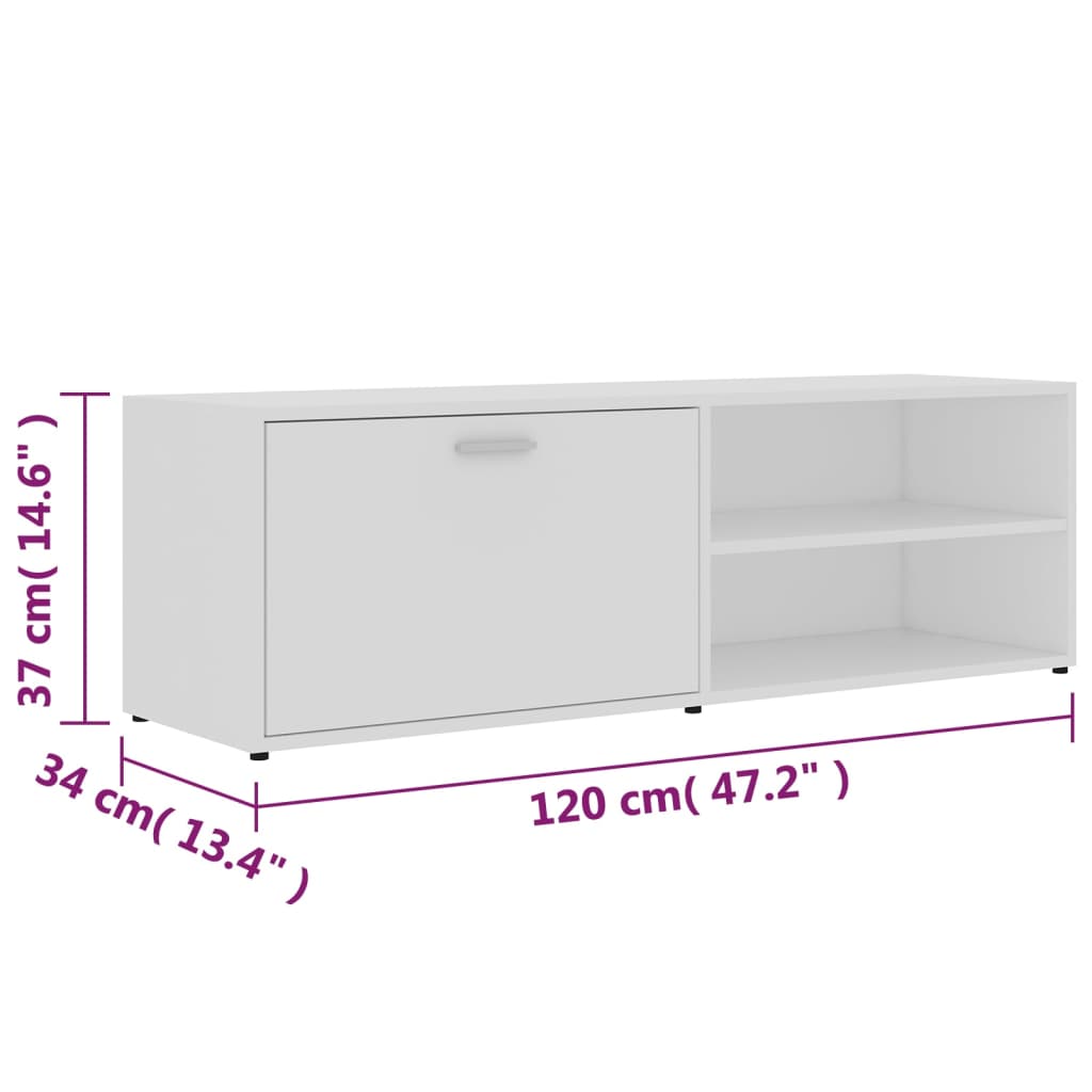 Mobile Porta TV Bianco 120x34x37 cm in Legno Multistrato