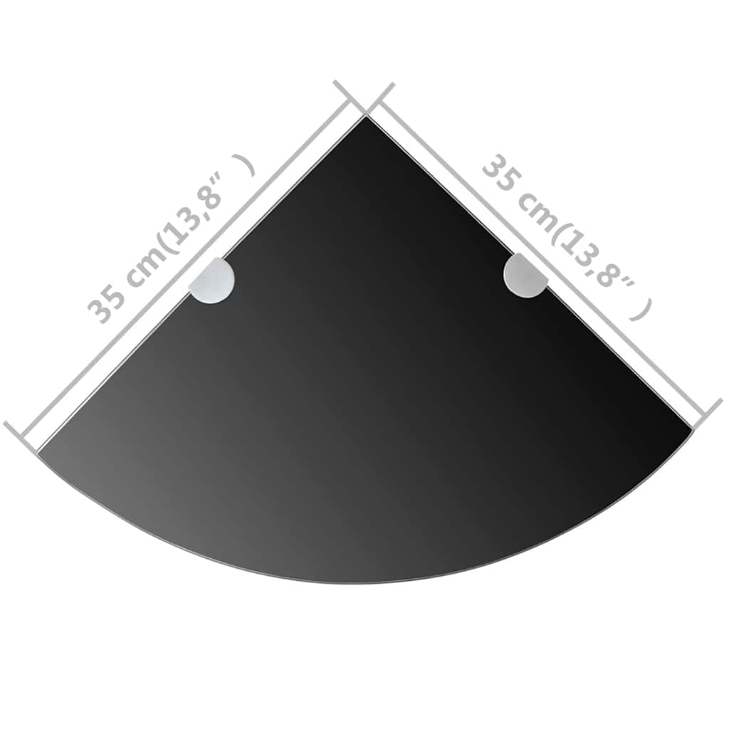 Scaffali Angolari 2 pz Supporti Cromati e Vetro Nero 35x35 cm