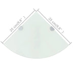 Scaffali Angolari 2 pz Supporti Cromati e Vetro Bianco 25x25 cm