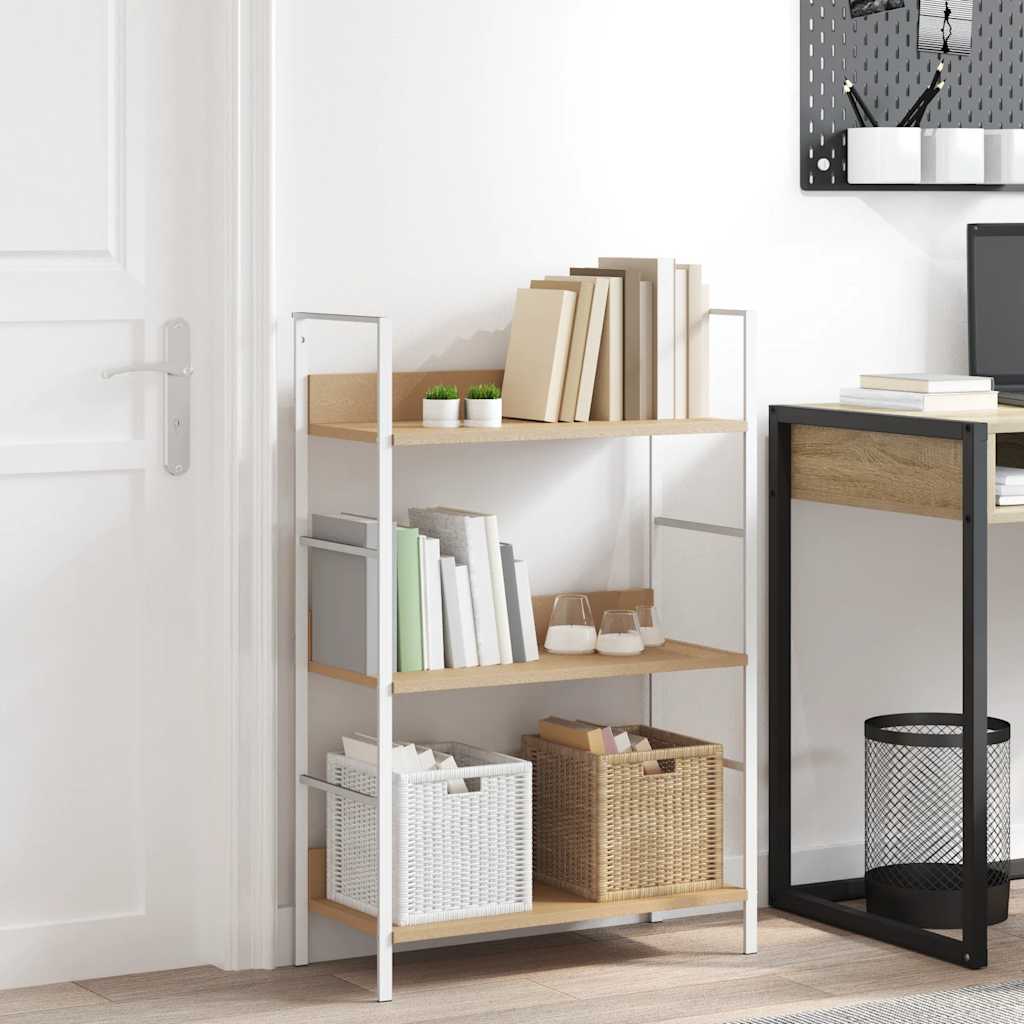 Scaffale Libri 3 Ripiani Rovere 60x27,6x90,5 Legno Multistrato