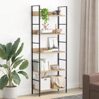 Scaffale Libri 5 Ripiani Rovere 60x27,6x158,5 Legno Multistrato
